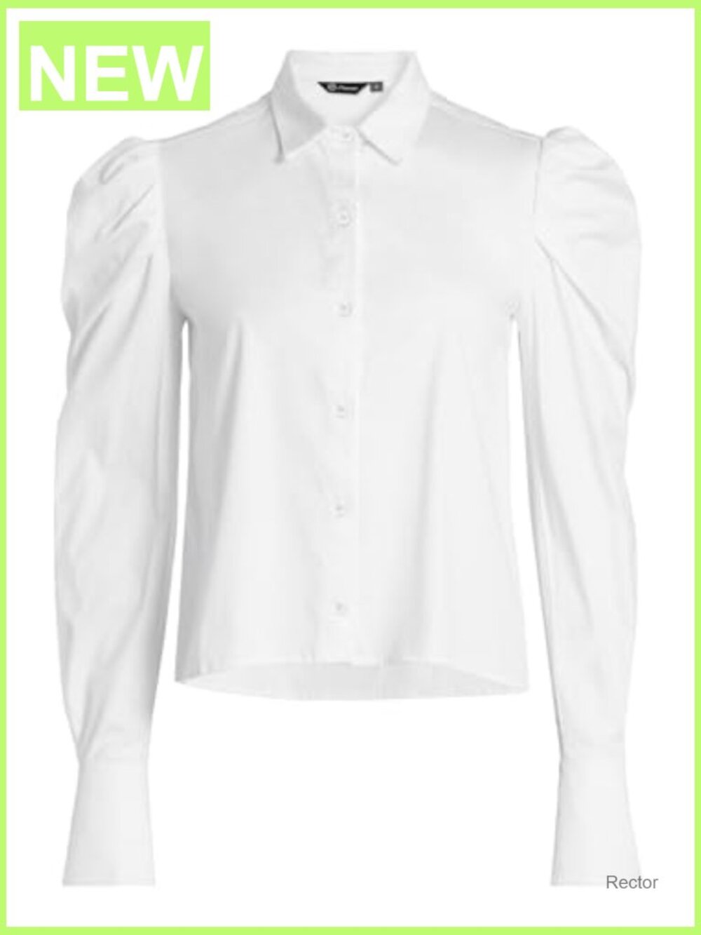 Women's Poplin Puff Sleeve Blouse with Spread Collar & Button Cuffs - Picture 5 of 5